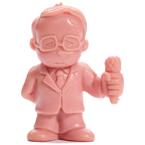Nakano-San The Announcer, Little Pink Man number 162, holding a microphone